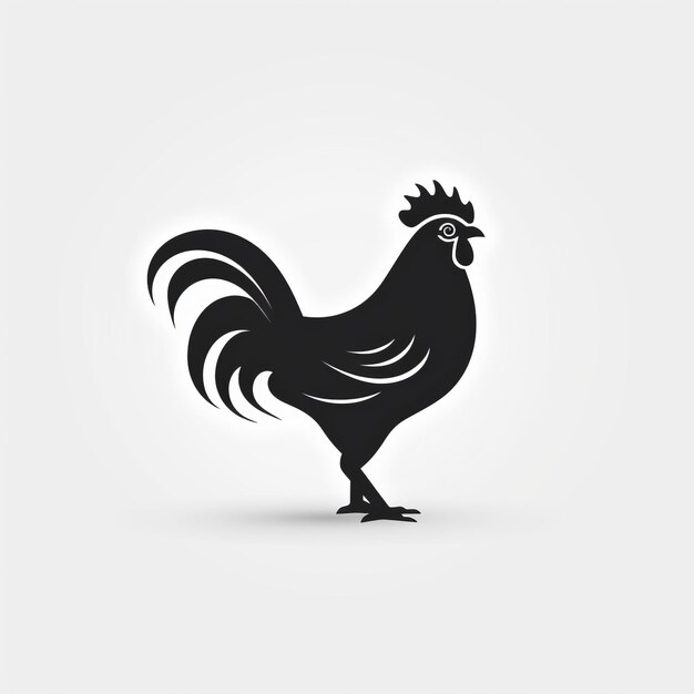 Eye-catching Rooster Silhouette Design Icon in het donkere thema