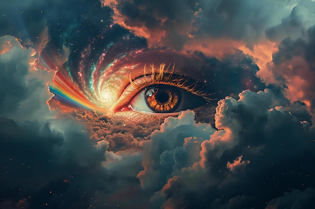 Eye in the clouds Psychedelic image