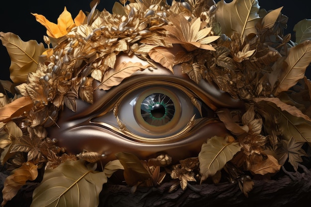 Eye covered with leaves Generate Ai