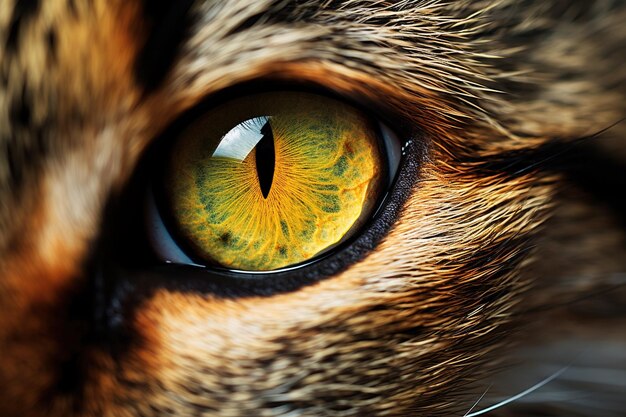 복잡한 디테일과 색상을 포착하는 집 고양이의 눈