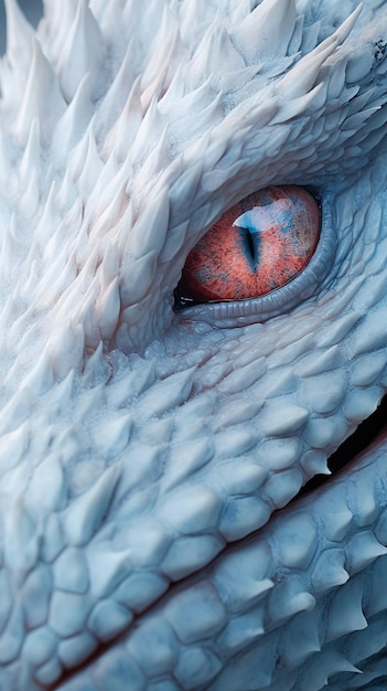 Photo an eye of a dragon that is red and white