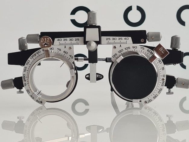 Eye examination and selection of glasses by ophthalmologist