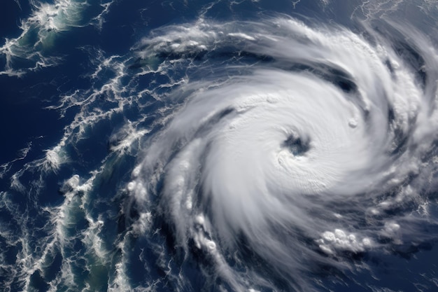 地球上のハリケーンの目 台風 気候変動