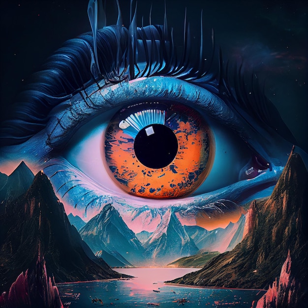 eye in the lake landscape art