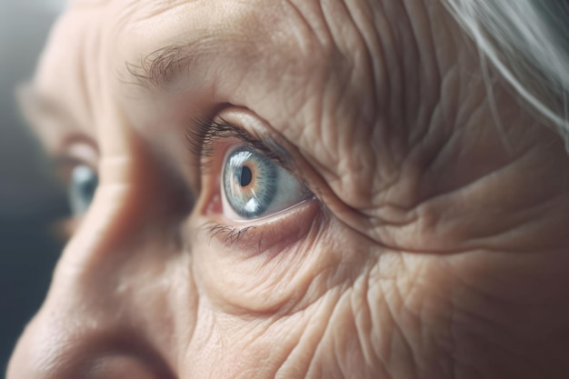 Eye looking senior woman Old skin portrait Generate Ai