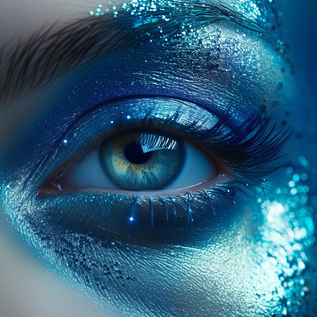 Photo eye makeup beautiful shiny eye makeup macro and creative close up makeup theme beautiful female eyes