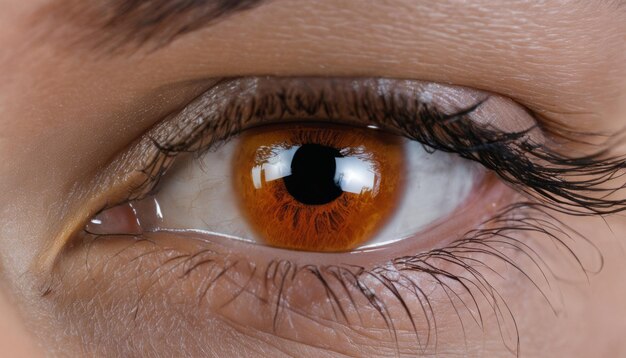 The eye of a person with a brown eye