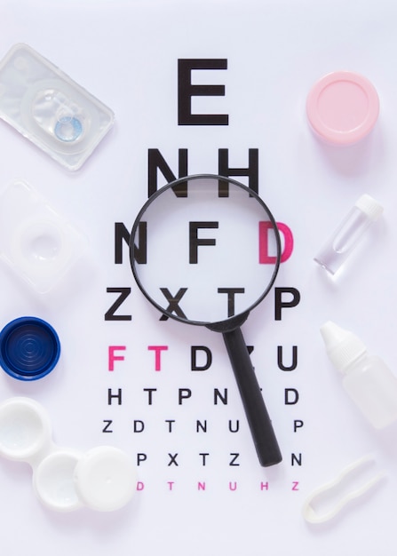 Photo eye test chart vision exam top view