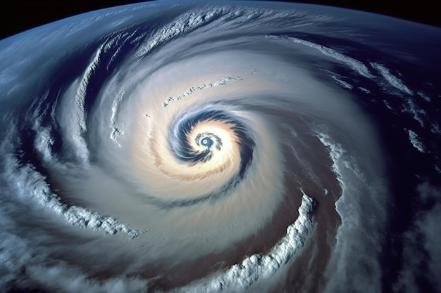 The eye of a tropical cyclone seen from space Ai generated