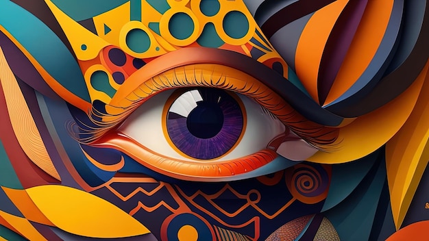 Eye with abstract ornament Psychedelic background Vector illustration