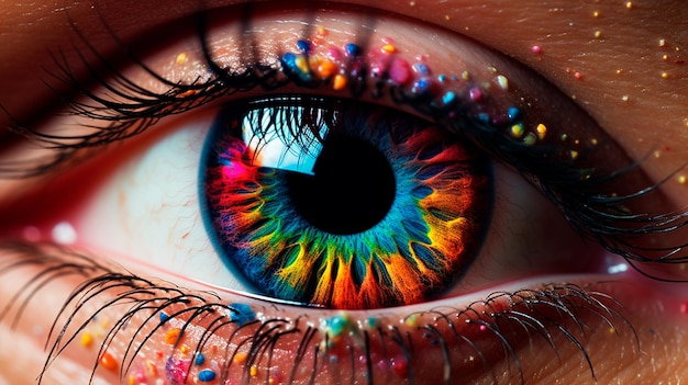 глаз с красочным макияжем Generative AI