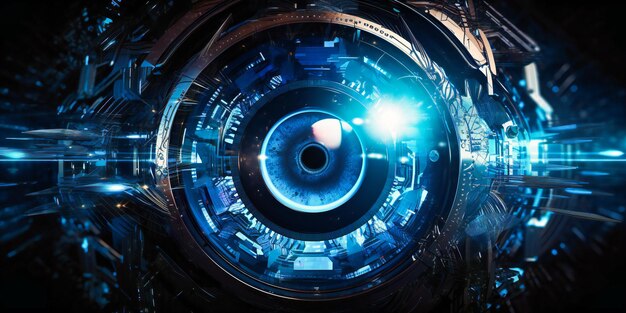 An eye with a digital background