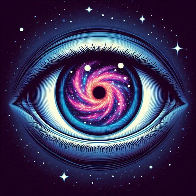 an eye with the stars and the words  the eye