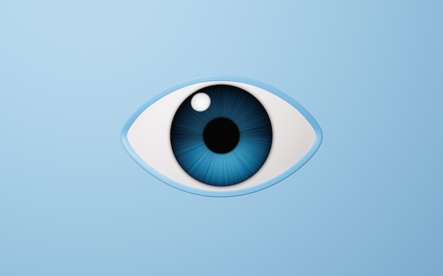 Eyeball and pupil 3d rendering