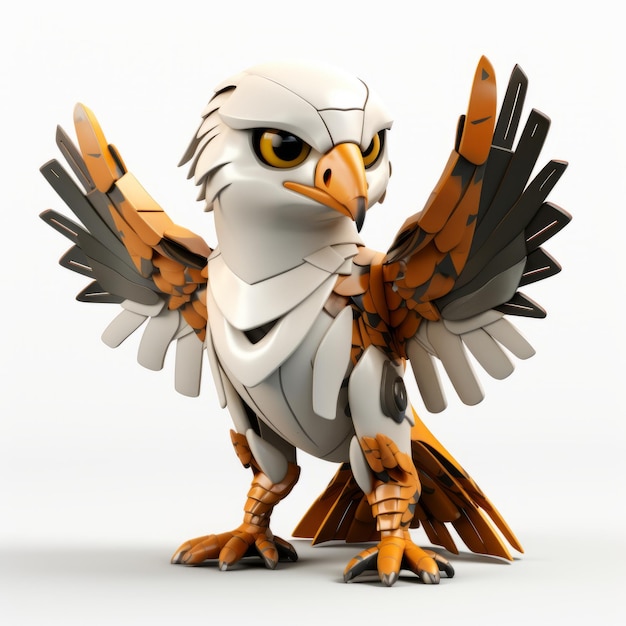 Photo eyecatching 3d rendering of a robotic eagle with spread wings