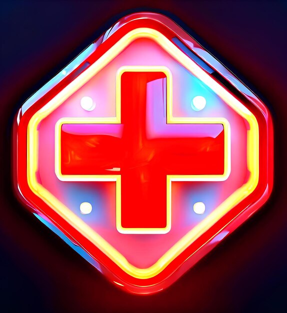 Eyecatching colorful red cross sign