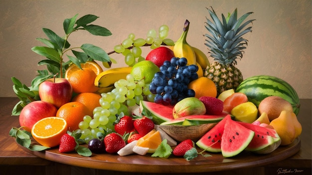 eyecatching display of fresh fruit showcasing an array of colors and textures