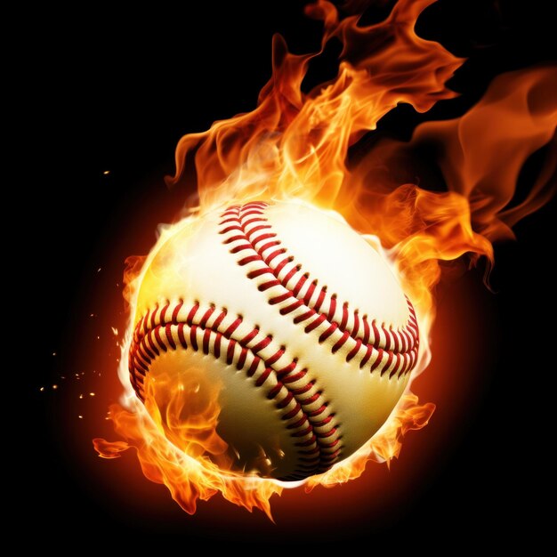 Photo an eyecatching image of a baseball ball on fire