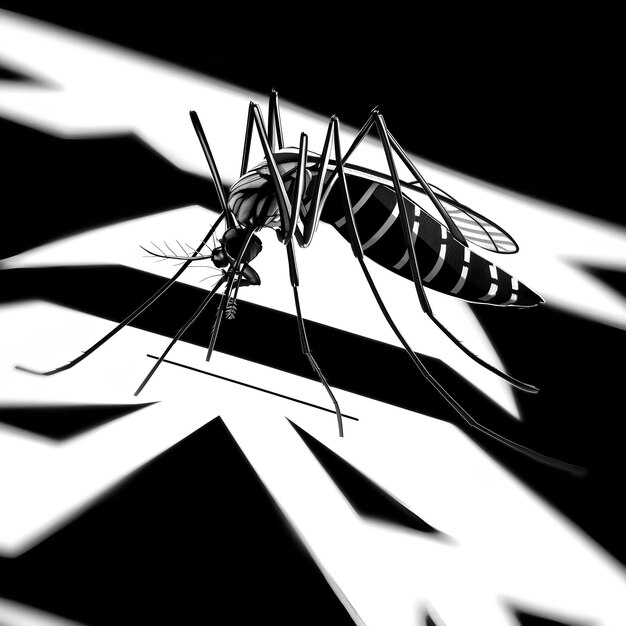 写真 広告のロゴと病気の予防のための目を引く蚊のデザイン