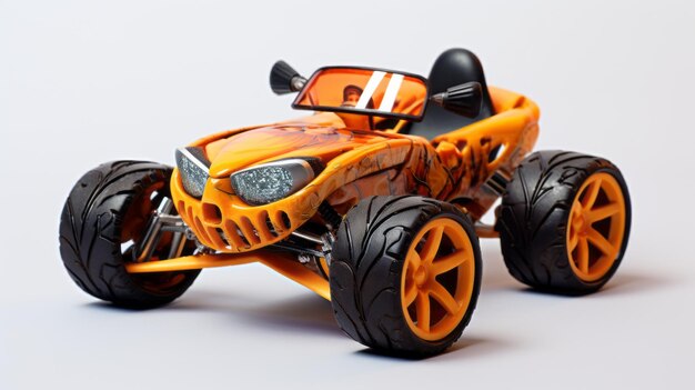 Привлекательная оранжевая игрушечная машина - потрясающий результат цифровой аэробрушировки