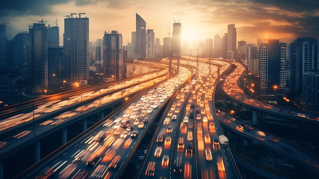 EyeCatching Overhead View of Busy Traffic on a Modern City Highway Ideal for Transportation Blogs