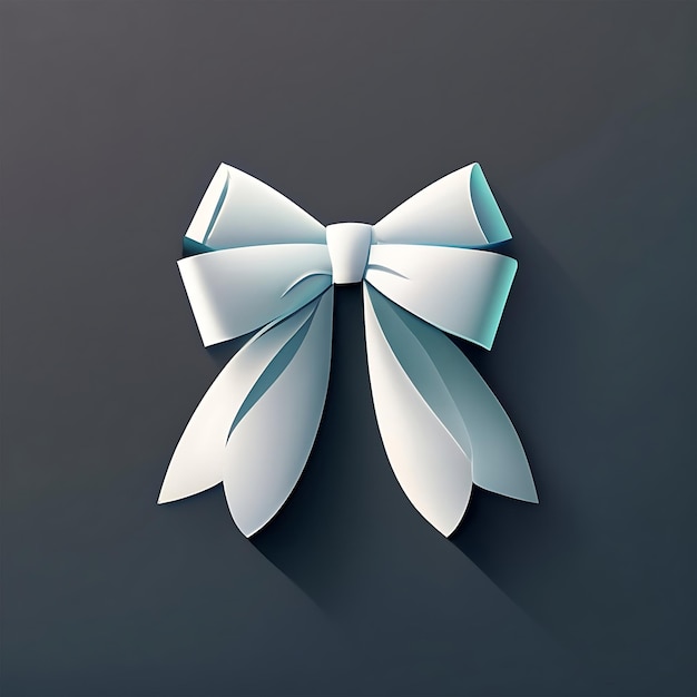 Photo eyecatching white ribbon and bow isolated against black background generated ai