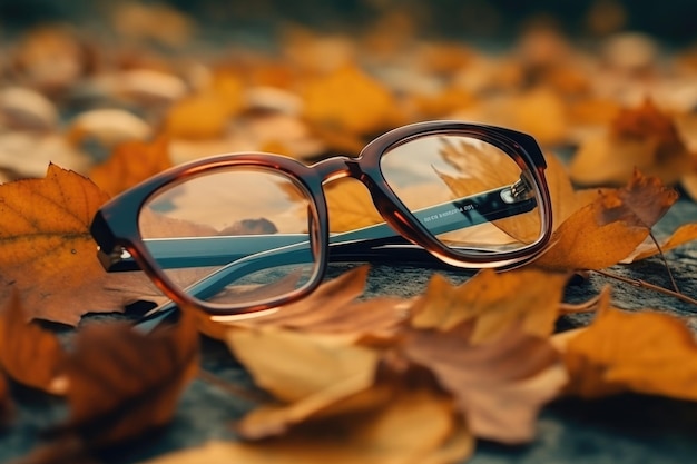 Eyeglass frame on a wooden table