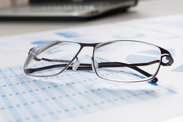 Eyeglasses on a financial document