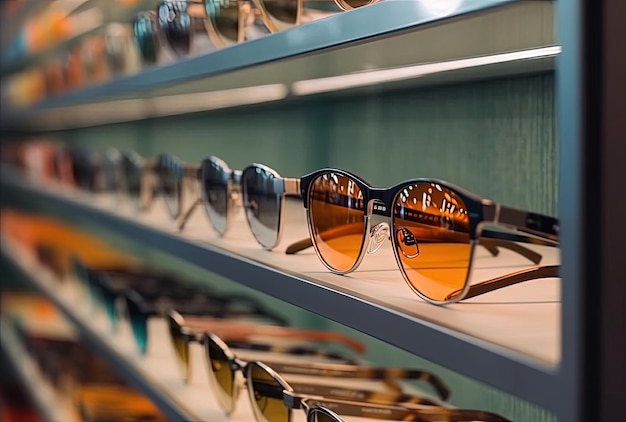 Photo eyeglasses in optical store