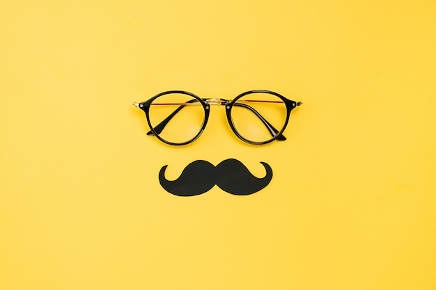 Photo eyeglasses with a black paper moustache