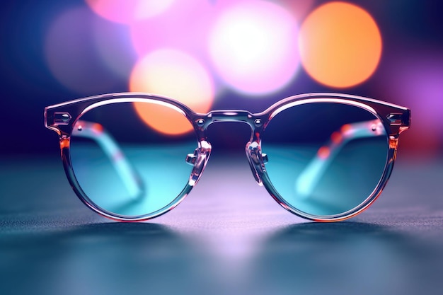 Eyeglasses with bokeh in the background Selection of glasses for vision concept Generative AI