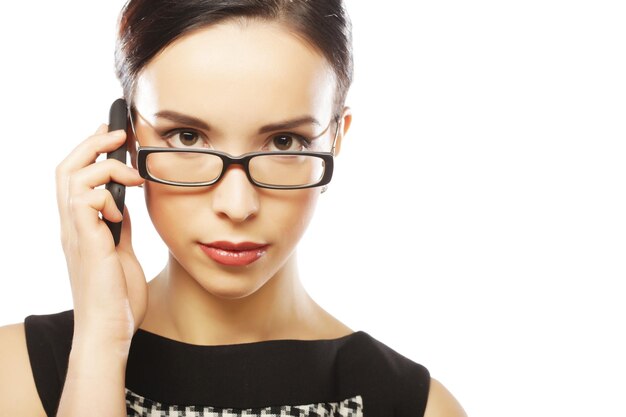 Eyeglasses Woman Using Phone