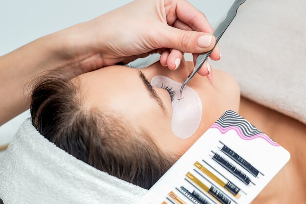 Eyelash extension procedure.