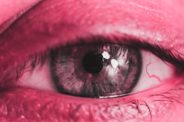 eyelashes in macro vision problems  fresh classic for 2023 in Viva Magenta Color concept of the year