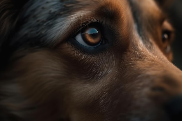 Глаза генеративного ИИ собаки крупным планом