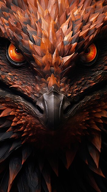 the eyes of a falcon are red and orange