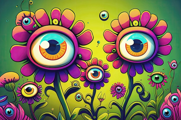 Eyes inside flower Generative AI