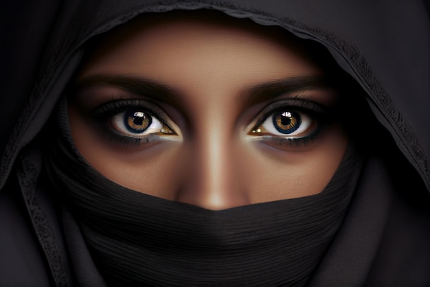 The eyes of an oriental woman in a veil Generative AI