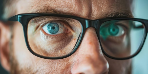 Photo eyes of people and wear glasses