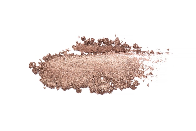 Eyeshadow sample isolated on white background Crushed brown metallic eyeshadow