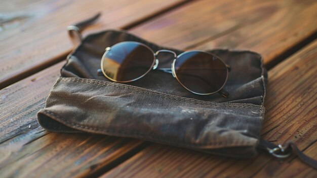 Eyewear Pouch on Wooden Table