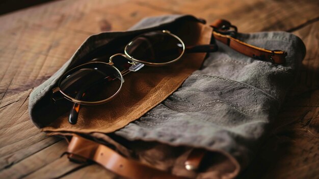 Eyewear Pouch on Wooden Table