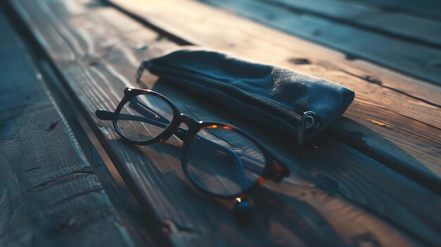 Eyewear Pouch on Wooden Table