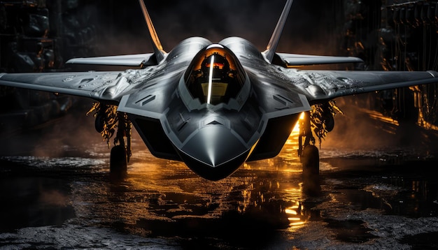 Photo f 22 raptor studio light on black background