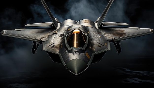 f 22 raptor studio light on black background