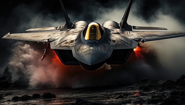 f 22 raptor studio light on black background