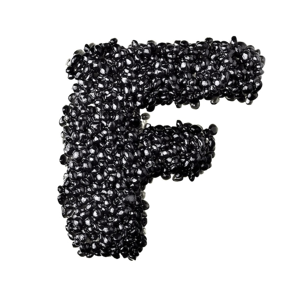 F - Alphabet made from black caviar