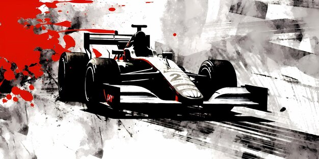 Photo f1 racing red poster concept in expressive style