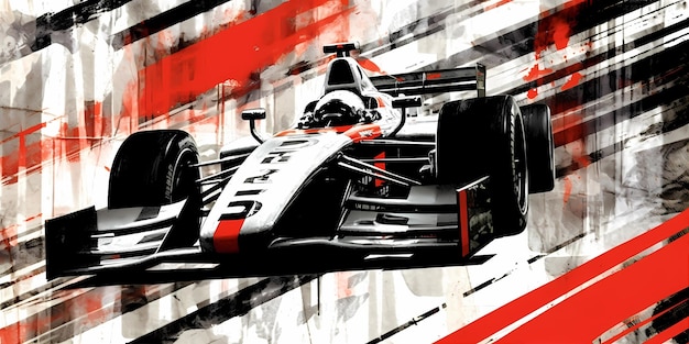 Foto f1 racing rode poster concept in expressieve stijl