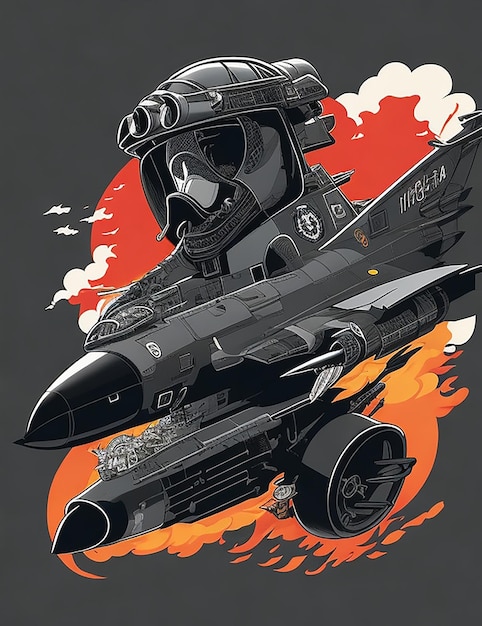 T シャツ デザインの F15 Aeroplan カラフルな Ai イメージ